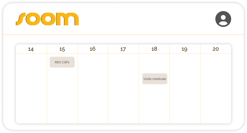 Aperçu SOOM : calendrier de suivi des actions